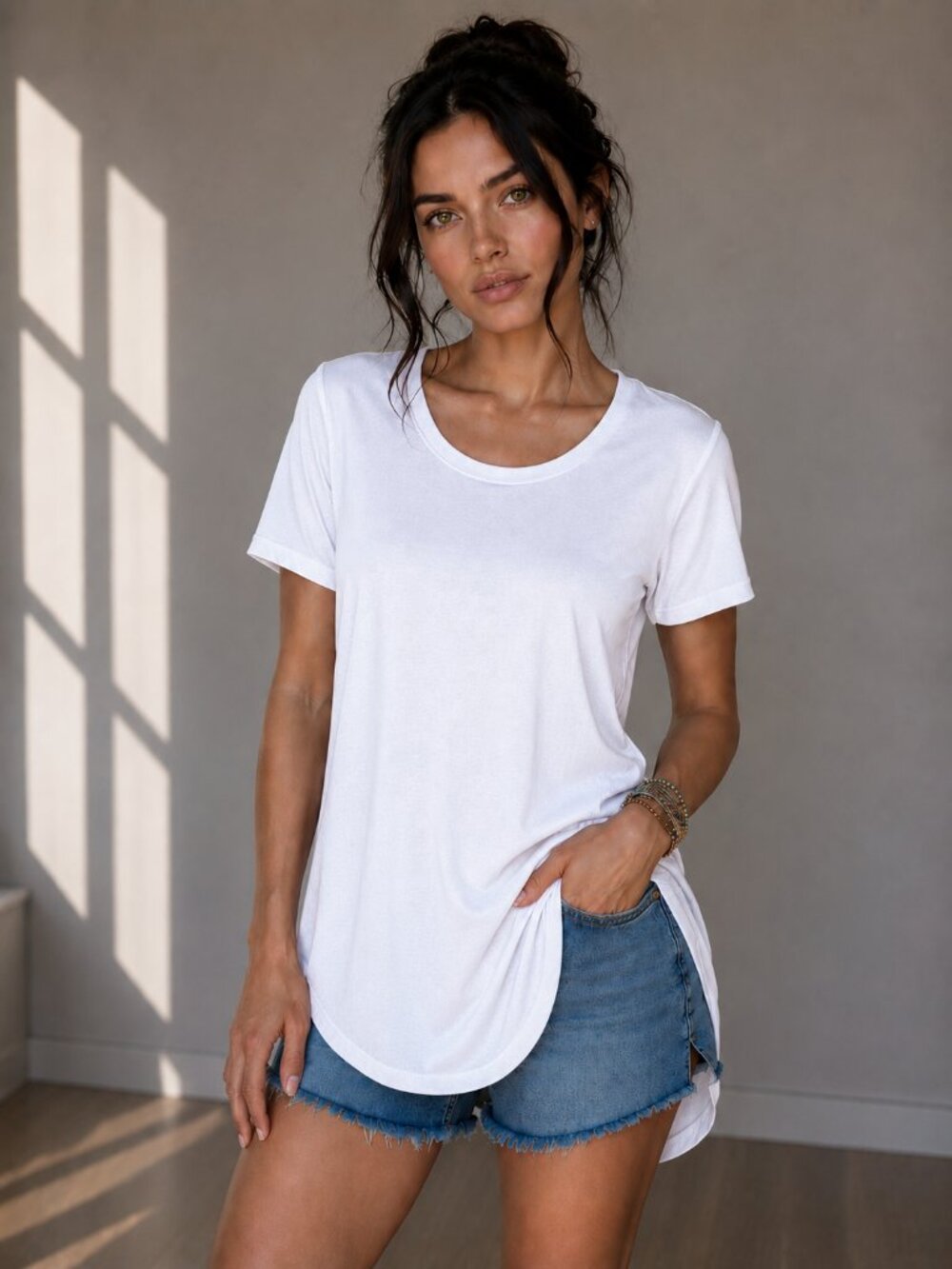 @danniejbdb 4 Daily Ritual Jersey Short Sleeve Shirts W/ S High-Low Tunic NWT - Picture 2 of 15